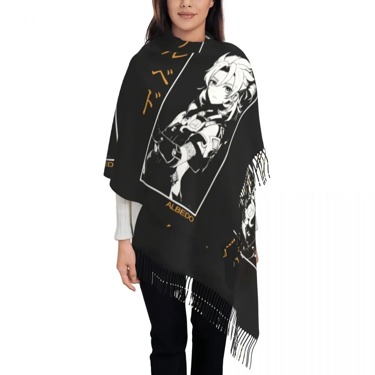 Уличный шарф зимние шали Albedo Wrpas Genshin дамские ретро-шарфы