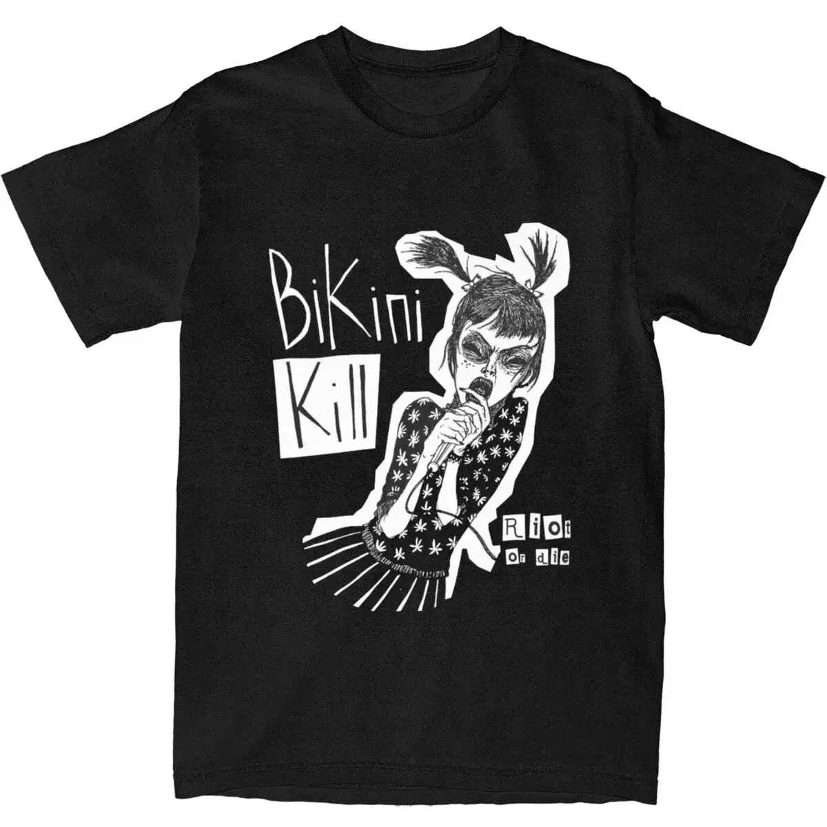 Футболка-бикини в стиле панк-рок с круглым вырезом и коротким рукавом