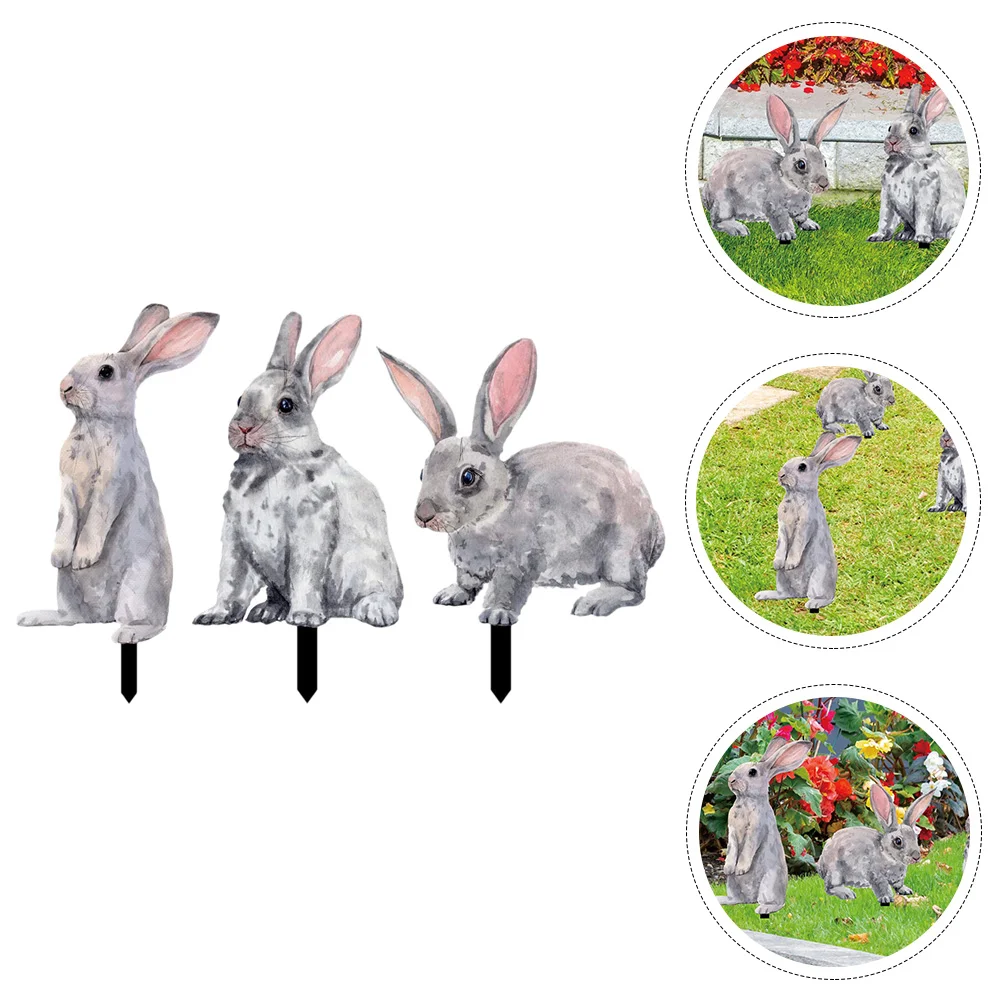

Rabbit Garden Easter Sign Stake Yard Bunny Decorations Decor Outdoor Lawn Signs Happy Courtyard Pathway Adornment Carrot