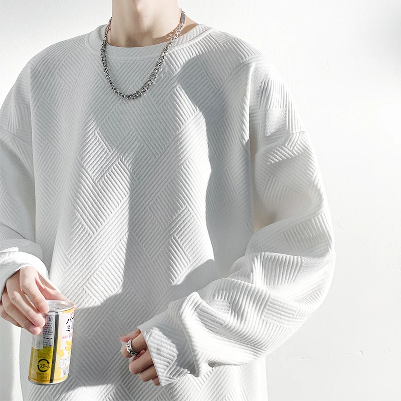 

Мужской пуловер с круглым вырезом, однотонная длинная футболка большого размера в стиле Харадзюку, весна-лето 2023