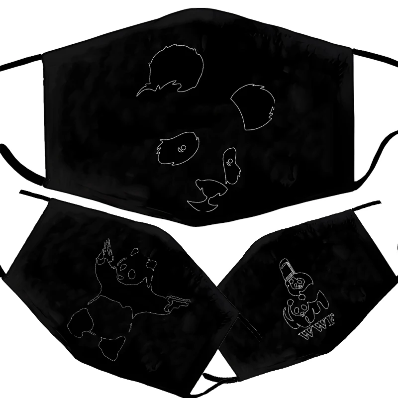 

Four Seasons Healthy Bicycle Large Size Fashion Cute Panda Print Mask Replaceable Filter Series Washable Sunscreen Dust Mask