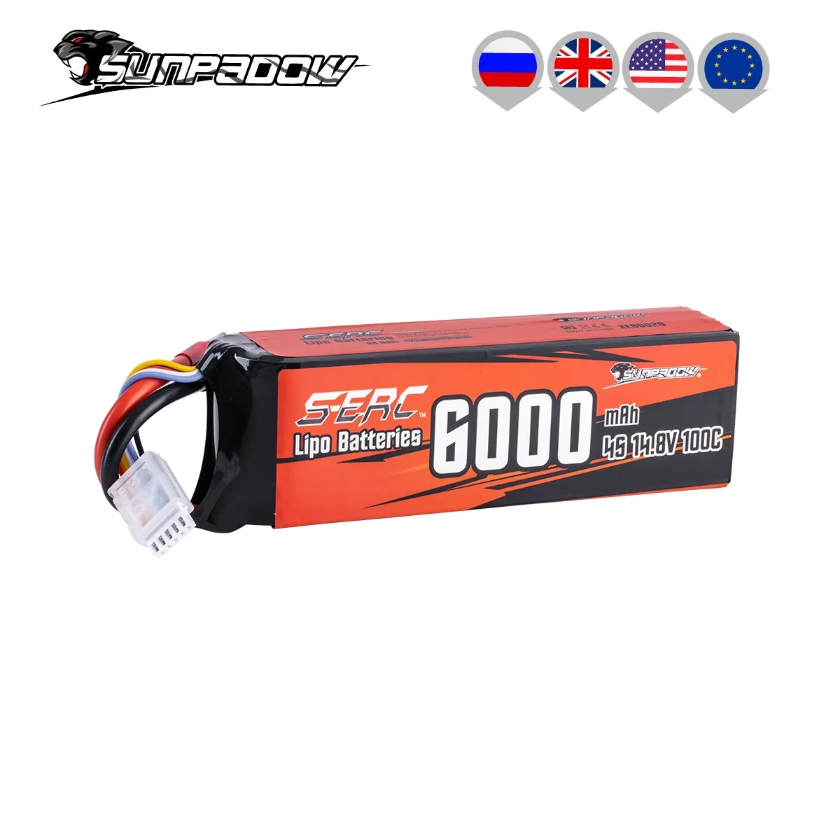 Аккумуляторная батарея SUNPADOW 4S Lipo для 14,8 в, 6000 мАч, C, мягкий комплект Deans T Plug с RC багги, автомобиль, танк, монстр-Трак, хобби
