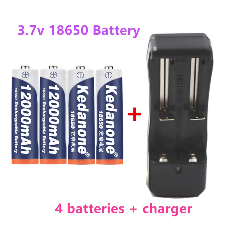 

2022 New 12000 18650 Li-ion Rechargeable Battery 3.7V 3.7mAh Charger 18650 Battery For Flashlight