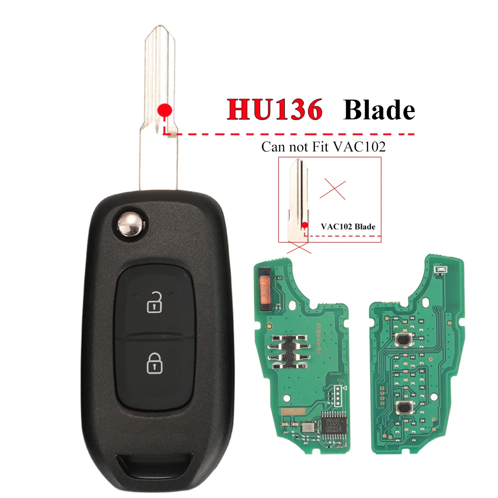 

Jingyuqin 2 кнопки 433 МГц PCF7961M 4A чип откидной дистанционный ключ для Renault Dacia Logan 2 II 2018 2019 2020 FSK брелок для автомобильного ключа