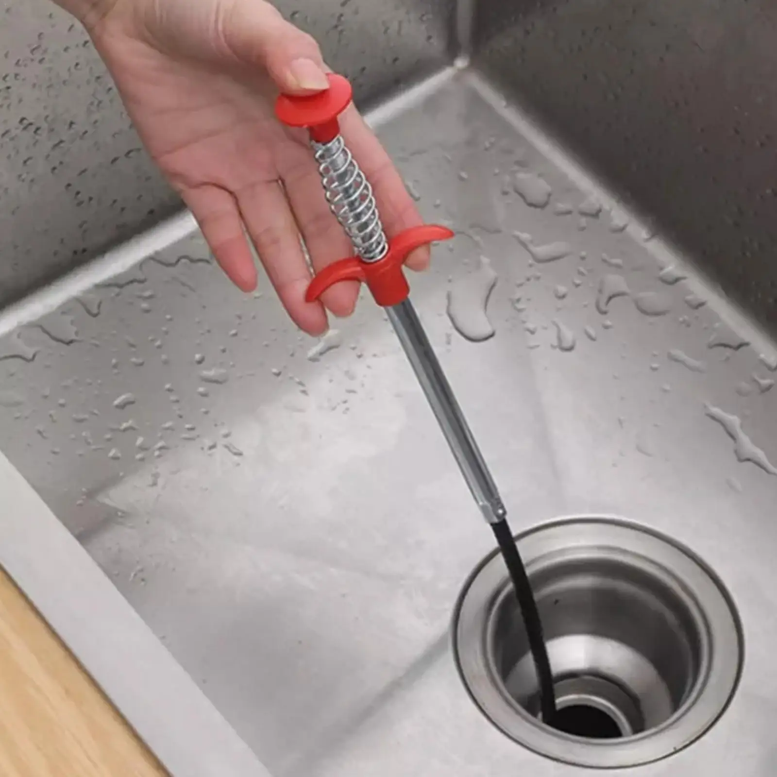 

85 см зернистая подпружиненная труба, сливная змея, канализационная дренажная труба, крюк для удаления засора, инструменты для очистки, бытовые для кухни S C3n7