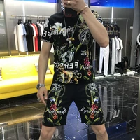 sports suit male ice silk summer korean fashion handsome casual short sleeve shorts summer clothes set
