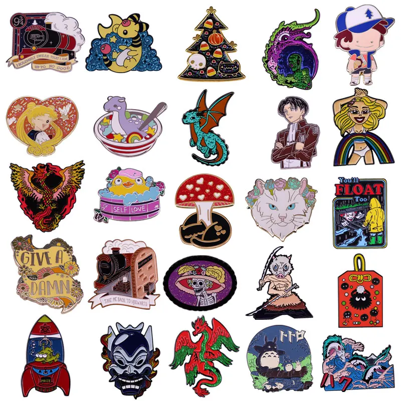 Эмалированная брошь в виде морской волны на лацкане рюкзак джинсы забавная