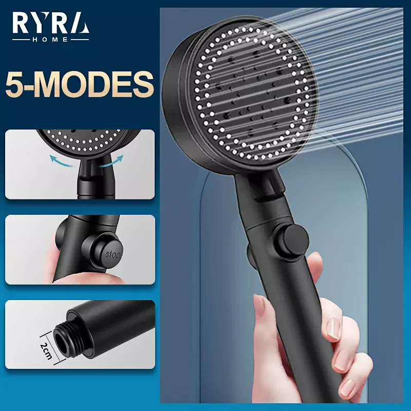 

Shower Head Water Saving 5 Modes Adjustable High Pressure Showerhead Set Yuba Handheld Spray Nozzle Bathroom Accessories