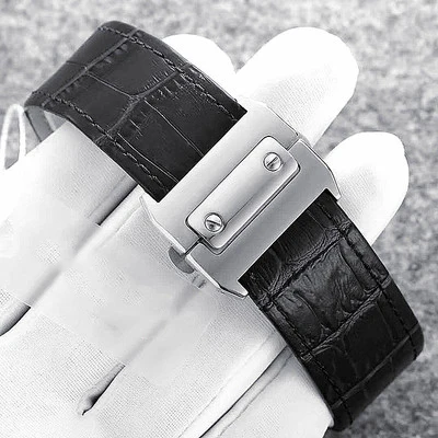 

20mm 23mm Watch Accessories Band FOR Cartier Santos Series Wrist Strap Soft Leather Waterproof Butterfly Floding Buckle Bracelet