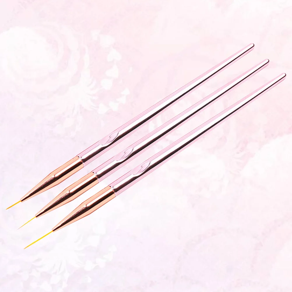 

3pcs Nail Pens Set Rose Gold Plating Rod Nail Brushes Drawing Liner Brush Manicure Tools
