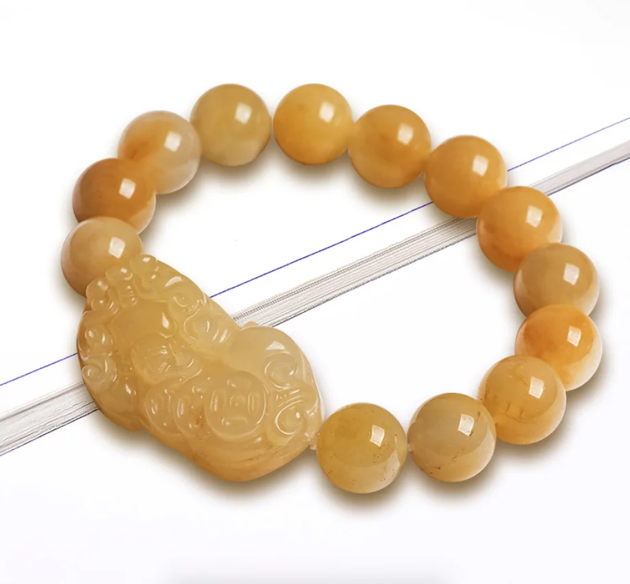 

Natural Xinjiang Gold Silk Jade Beads Bracelet Fine Gemstone Topaz Strand Bangle Jewelry For Women Men Gifts Drop Ship