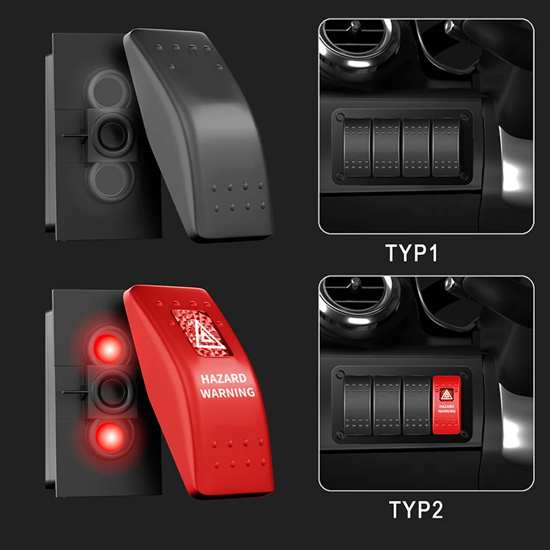 2/3/4/5/6/8 Gang 2P ВКЛ./ВЫКЛ. Морской кулисный переключатель с 5P Красный потенциальный