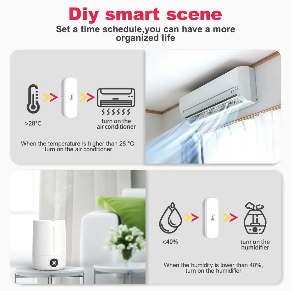 Датчик температуры и влажности Tuya Zigbee гигрометр для умного дома работает с Google