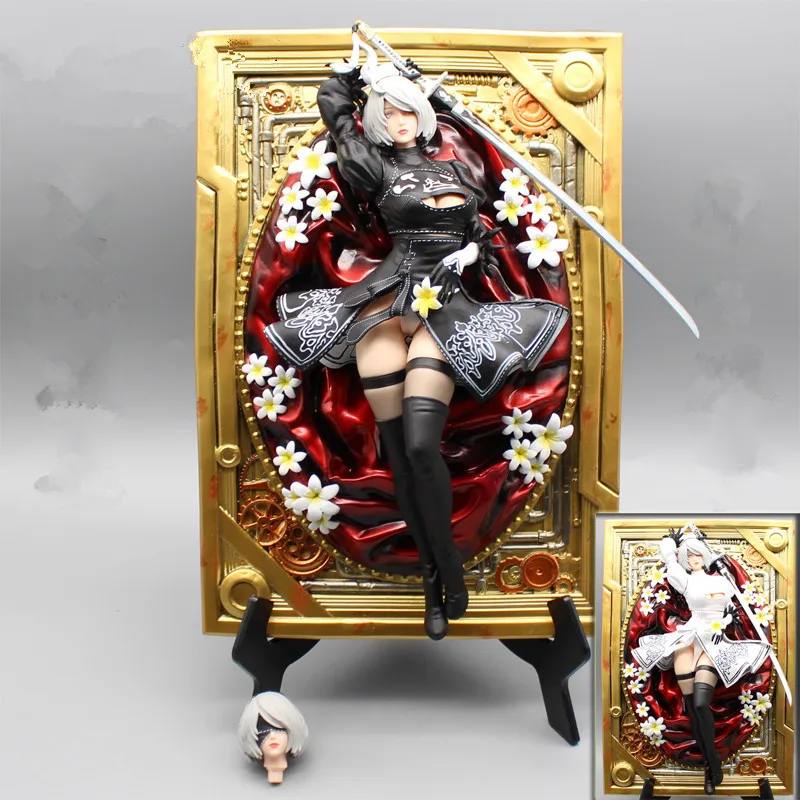 

Game NieR Automata 2B YoRHa No.2 Type B Photo Frame Anime Action Figures 32CM Black and White Clothes Removable Sexy PVC Toys