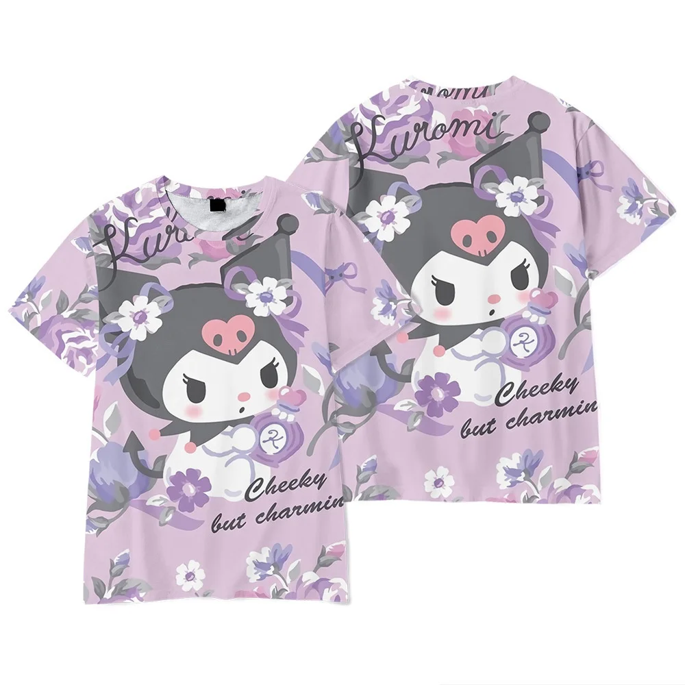 Футболка Kuromi с цифровым принтом и коротким рукавом для взрослых женская одежда
