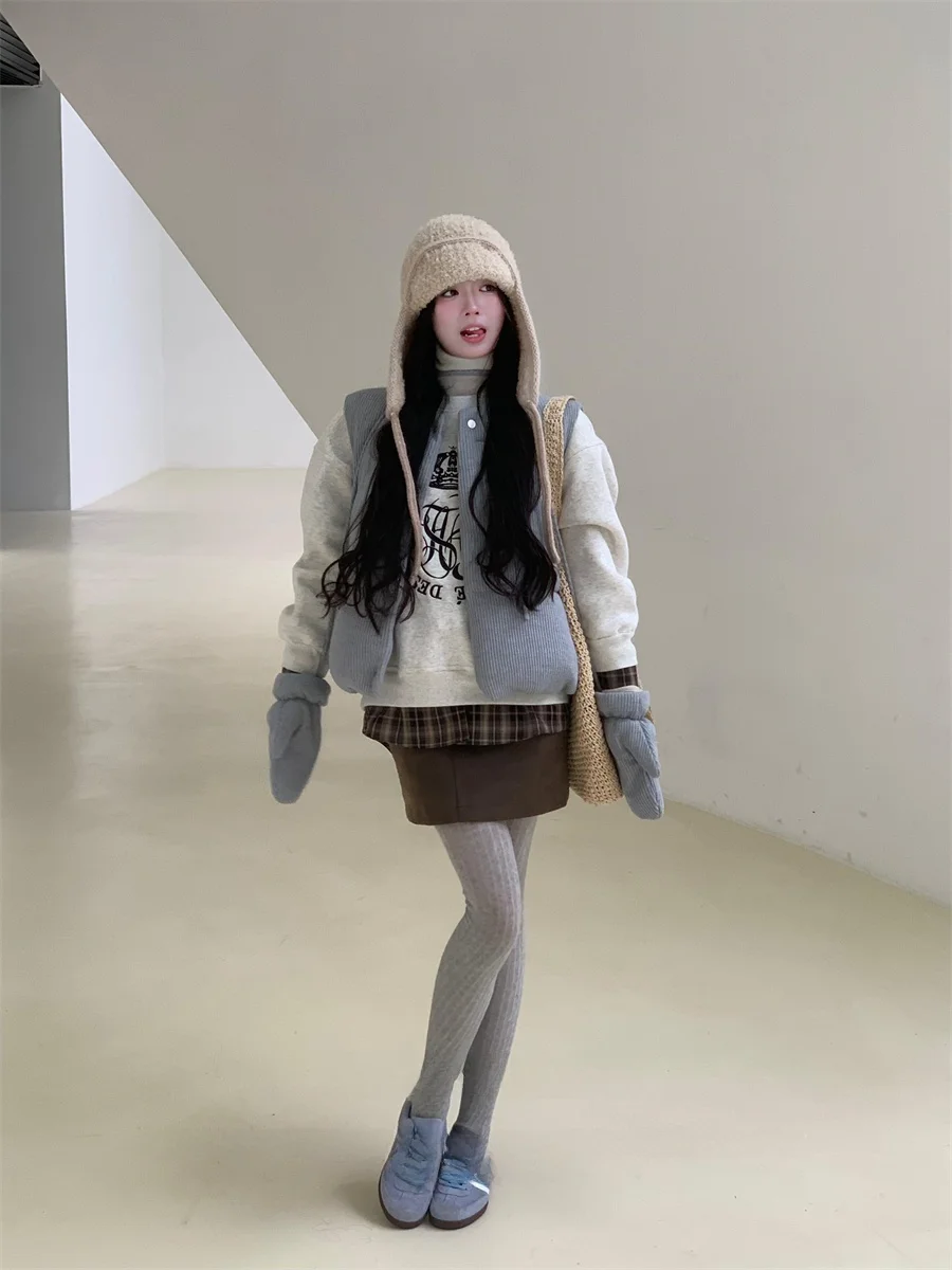 Синяя куртка на хлопковой подкладке жилет для женщин осень и зима 2024 новая