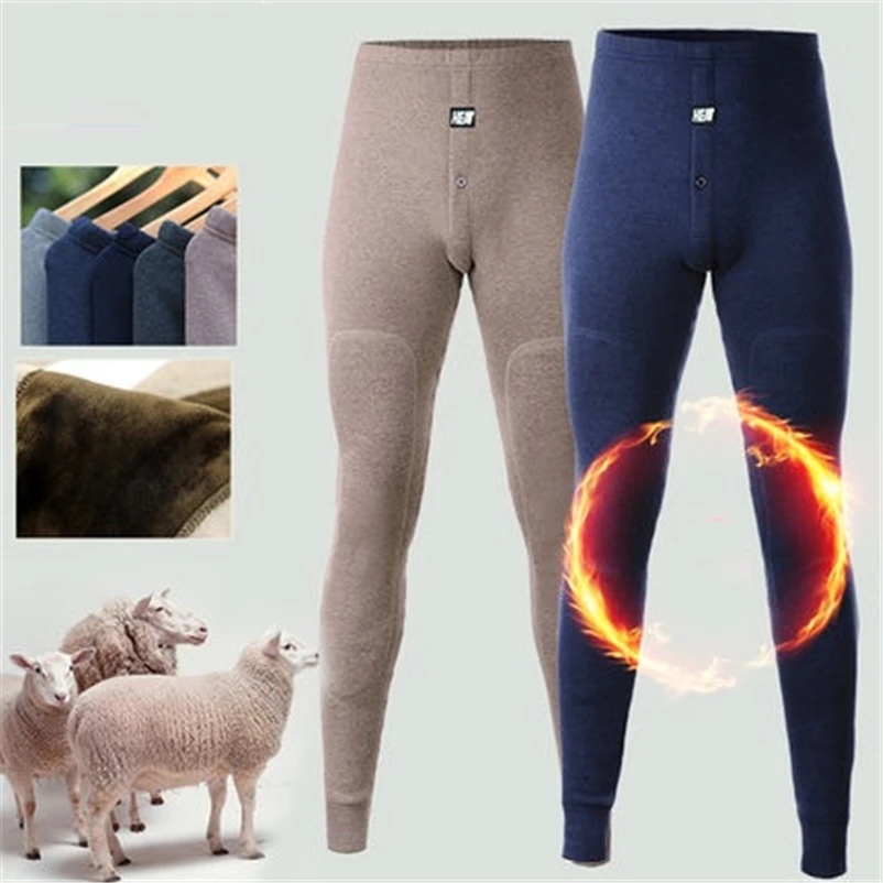 

Thick Wear Cotton Men Underpants Protect Thermal Underwear Pants Long Knee
