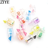 10pcs mini bottles fruit cup charms for diy jewelry making accessories earring keychain bracelet necklace resin acrylic pendants