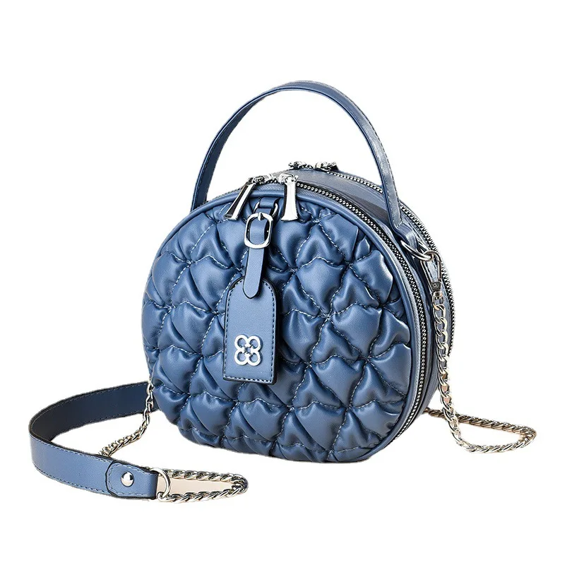 2023 New Round Small Soft Top Handle Tote Cute Crossbody Bags for Women PU Leather Purses Designer Shoulder Handbags Bolso Mujer