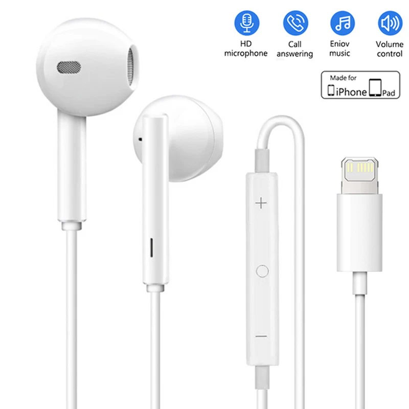 

Original Earphones For Apple iPhone 14 Pro Max 13 12 11 Headphones X XS XR 8 7 6 Plus Bluetooth Wired Earbuds Phone Accessories