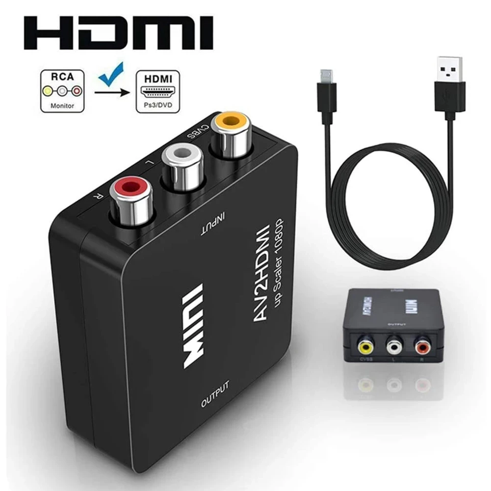 

HD 1080P AV to HDMI-compatible Converter Television Playing AV2HDMI Adapter Household Decoration for PS3 PS4 DVD Xbox Projector
