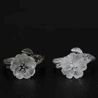 original 925 sterling silver vintage plum flower open ring chinese style white crystal adjustable finger rings women jewelry j67