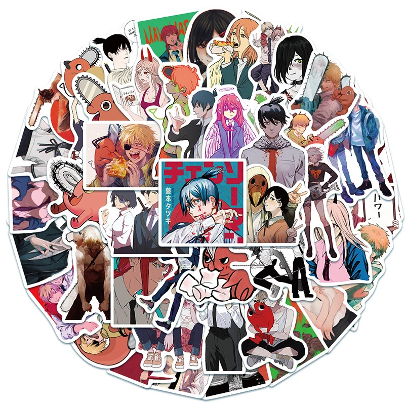 

10/30/50PCS Hot Cartoon Chainsaw Man Stickers Pack Stickers DIY Motorcycle Bicycle Laptop Phone Skateboard Guitar Helmet Sticker