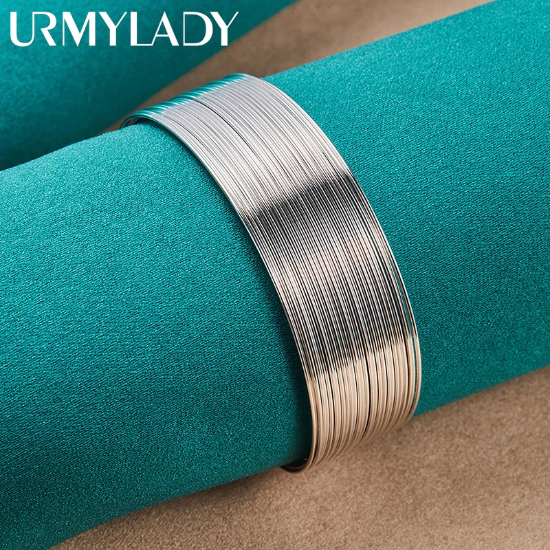 

URMYLADY 925 Sterling Silver Multi Coil Bangles Bracelet For Women Wedding Engagement Fashion Charm Jewelry