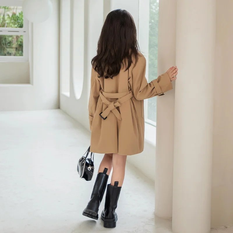 Пальто для девочек ветрозащитная куртка хлопковая верхняя одежда весна-осень 2023