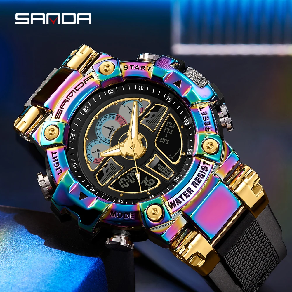 

SANDA 2023 Sports Military Men's Watches Luxury Digital Watch 50M Waterproof Quartz Wristwatch for Male Relogios Masculino 3156