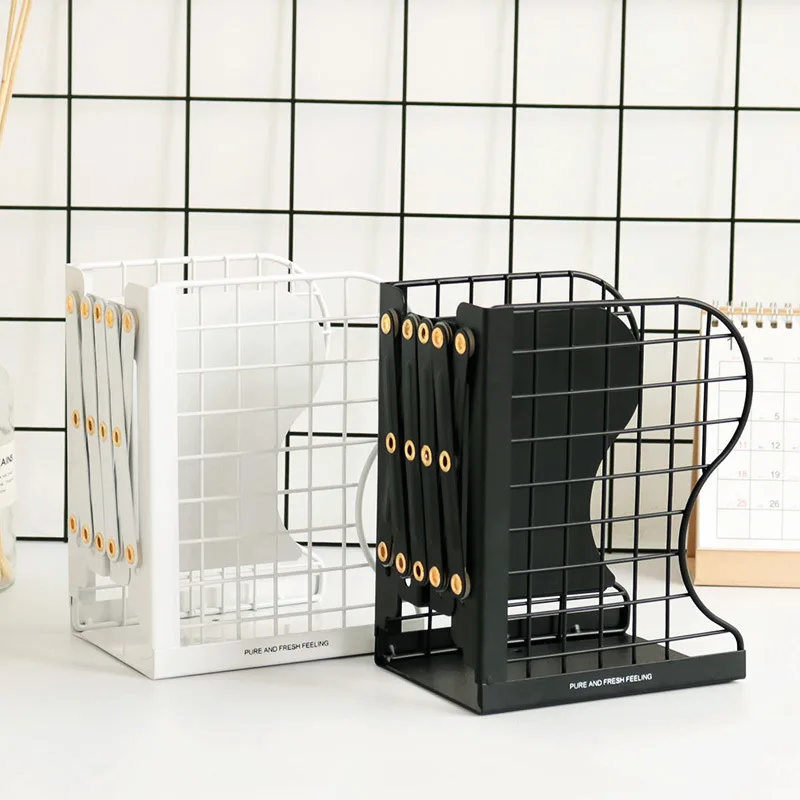 

Creative Grid Metal Adjustable Reading Book Bookends Stand Holder Bookshelf Document Magazine Organizer Holder