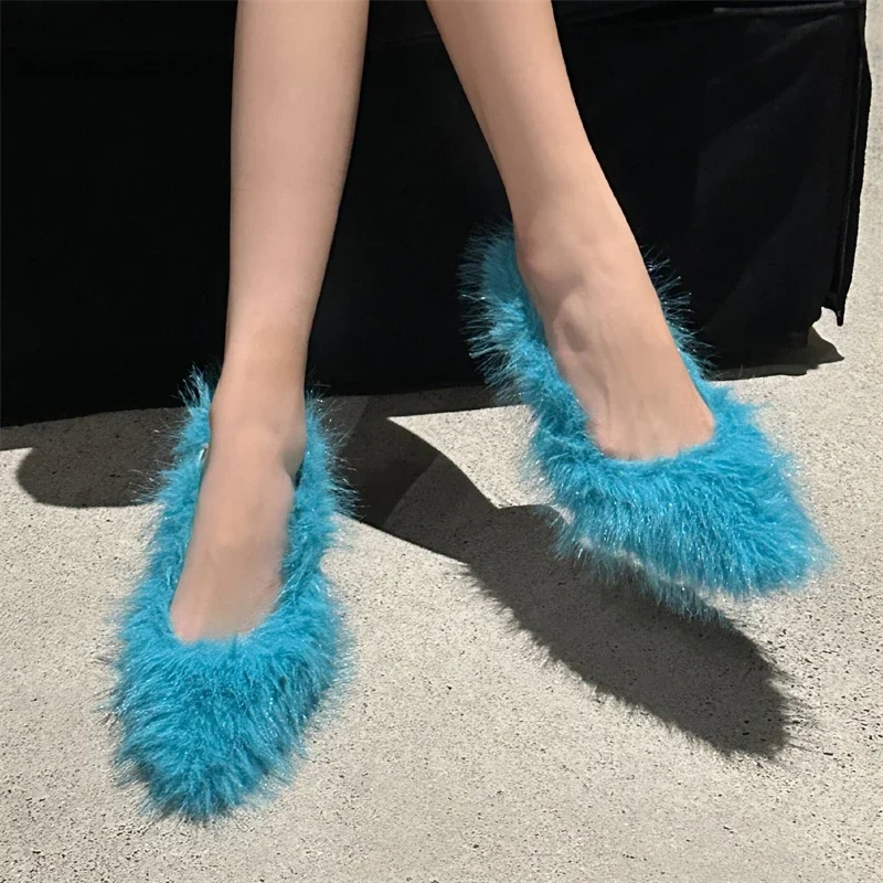 Eilyken/пикантные вельветовые женские туфли-лодочки с острым носком модный дизайн