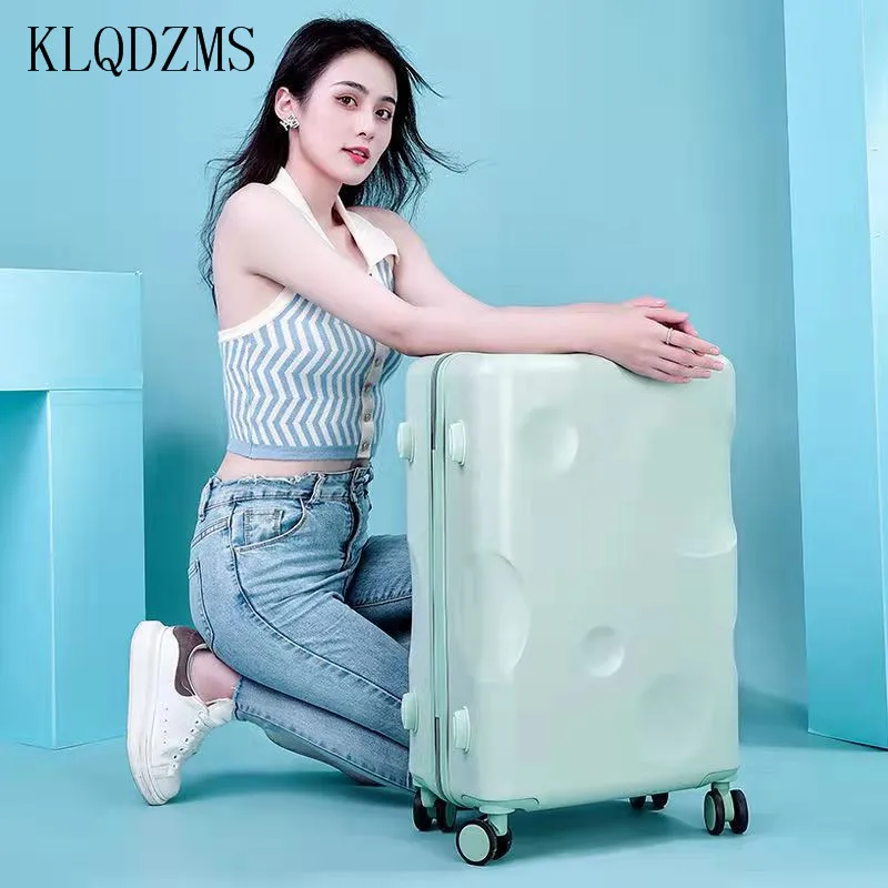 KLQDZMS High Quality Simple Solid Colour Trolley Luggage Fashionable 20 Inch Boarding Case Dumbbell Universal Wheel Suitcase