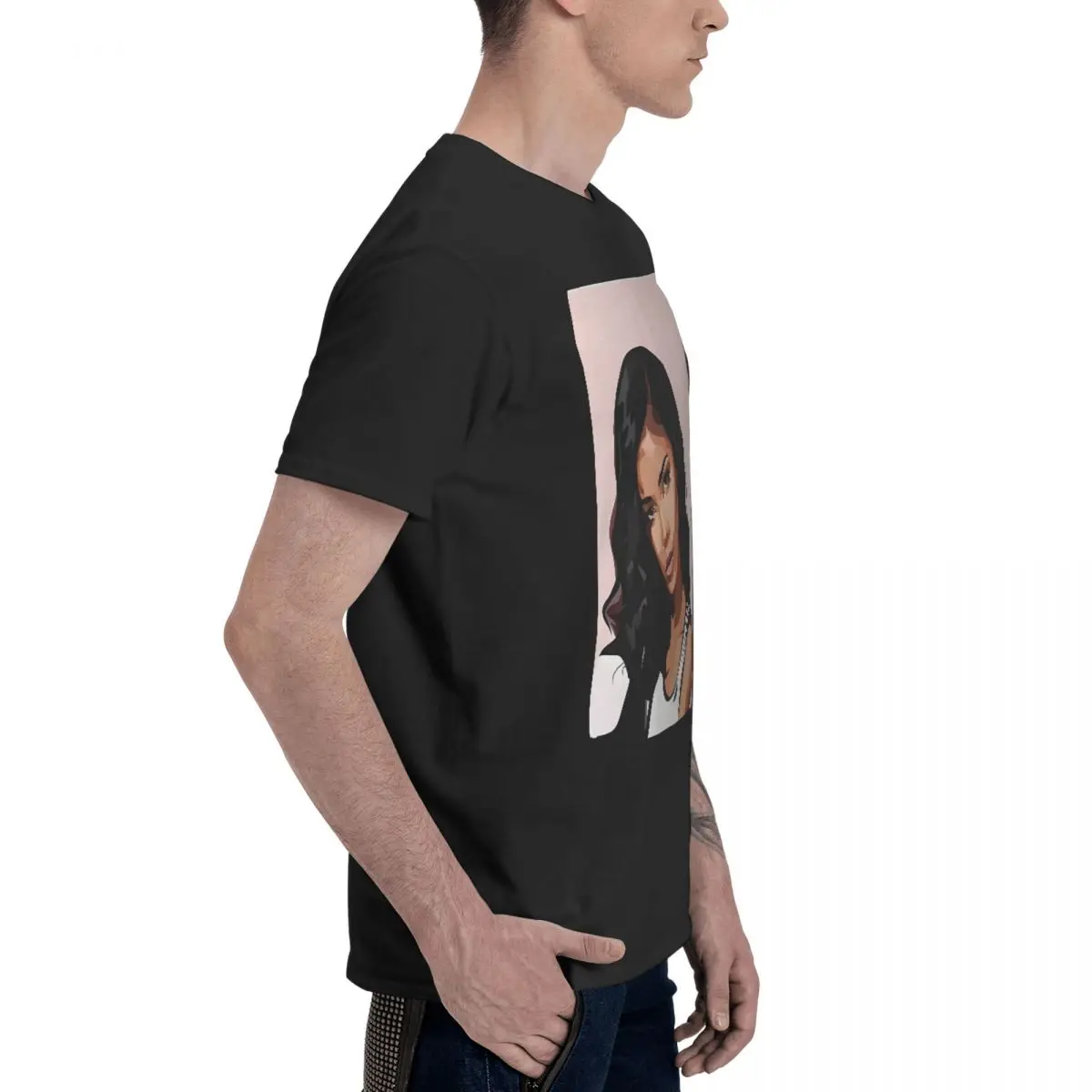 Мужская хлопковая футболка с коротким рукавом и круглым вырезом