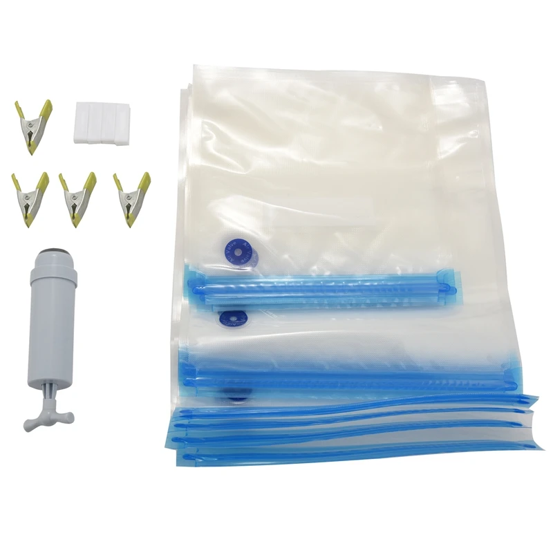 

Hot Sous Vide Bags Reusable-30 Reusable Sous Vide Bags +Sous Vide Clips,Sous Vide Bag Sealer,Vacuum Hand Pump-Reusable Storage B