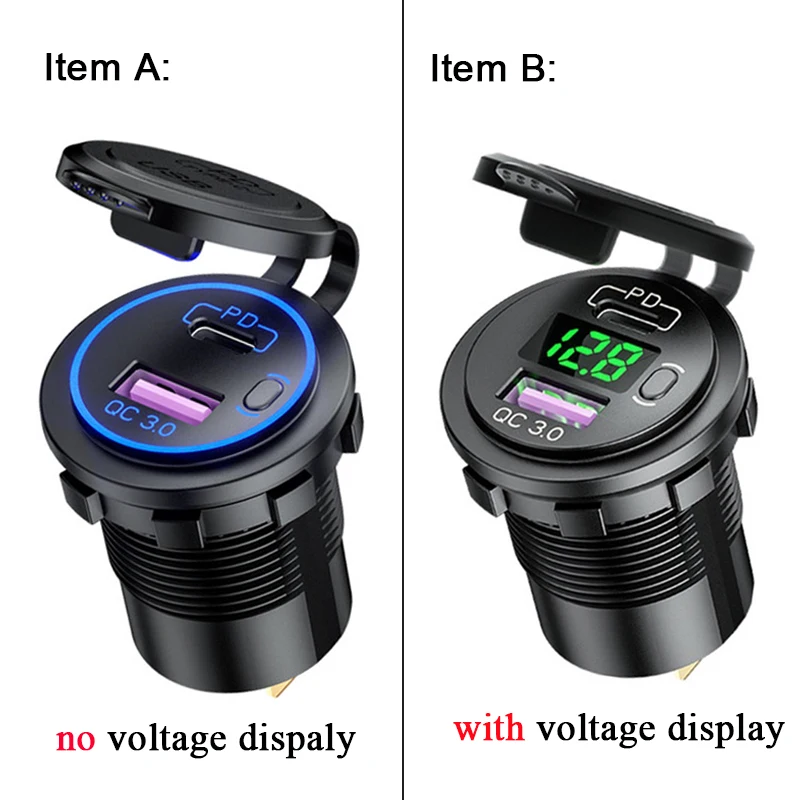 48W USB Charger Socket Waterproof Fast Charge Adapter PD Type C and QC3.0 Power Outlet With Switch For Car Marine Motorcycle 48W USB Charger Socket Waterproof Fast Charge Adapter PD Type C and QC3.0 Power Outlet With Switch For Car Marine Motorcycle
