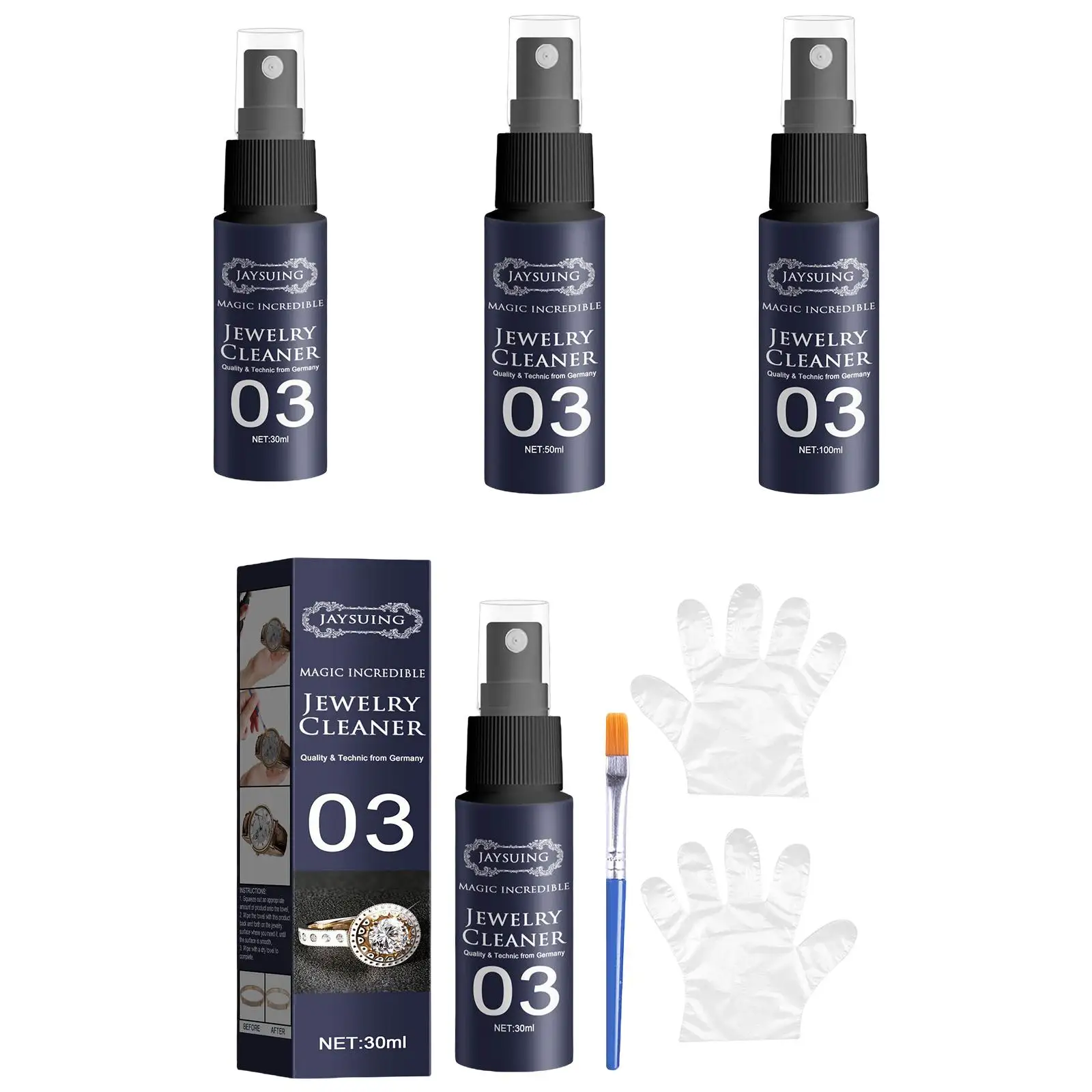 

Jewelry Cleaner Cleaning Spray Stain Free for Necklace Silver Earrings Watch