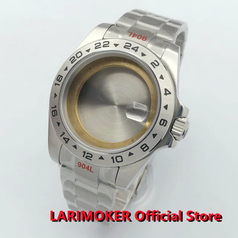 LARIMOKER 43mm Explorer 2 Look Oyster Bracelet Case Sapphire Glass fit ETA 2836 3804 Miyota 8215 series DG 2813 NH35 Movement