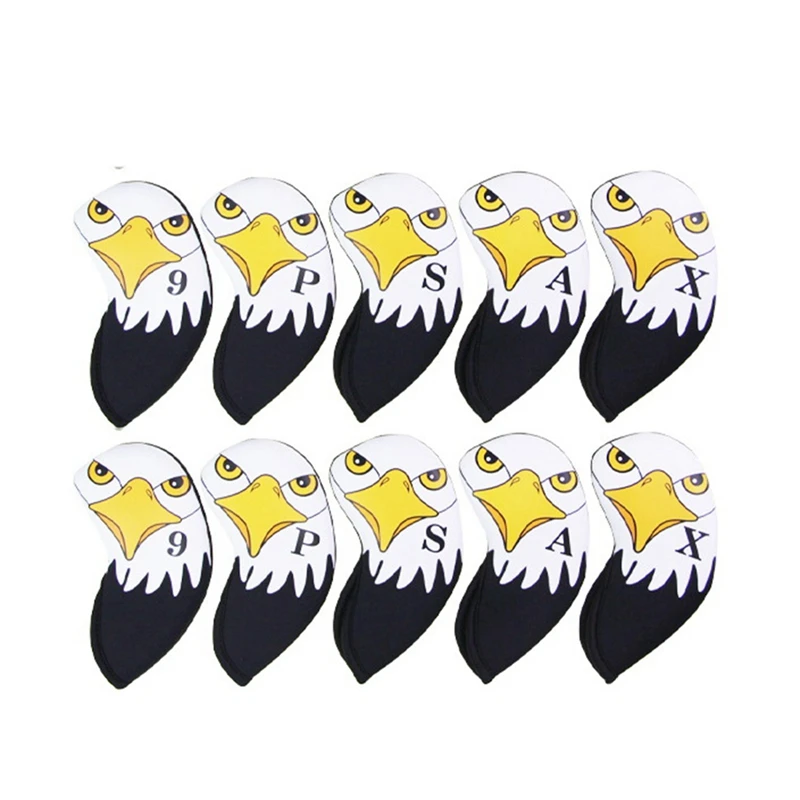 

Golf Iron Sleeve Golf Club Cap Sleeve Eagle Cartoon Pattern Diving Material Iron Sleeve 10 Pcs/Group