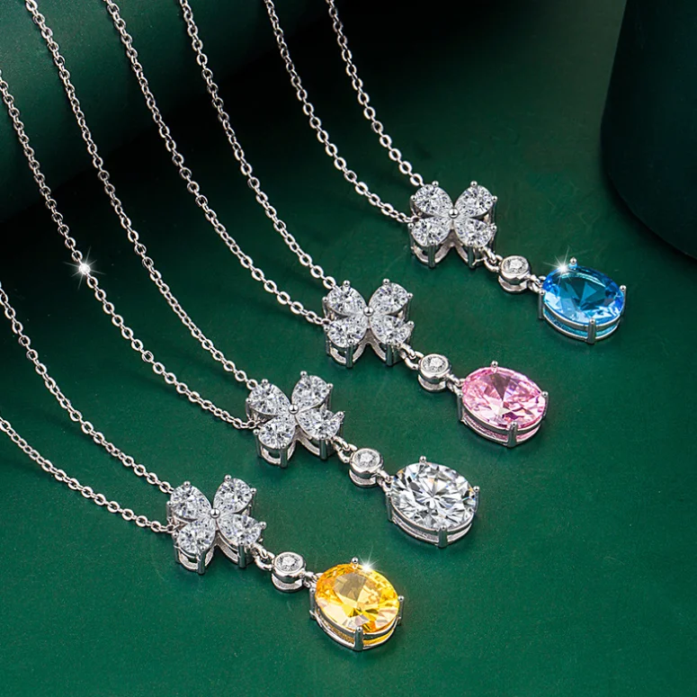 

ANGLANG Luxury Pendant Necklace Bridal Wedding Shiny CZ Stone Romantic Gift Elegant Fashion Necklace Jewelry for Women