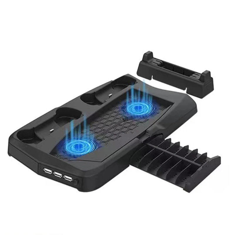 

P9YE Host Cooling Fan Base Earphone Storage Bracket Handle for SEAT Charging Disc Storage Rack for ps5 DE/UHD
