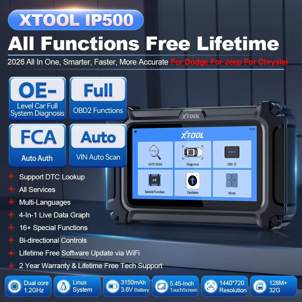 Фото Автомобильный сканер XTOOL IP500-DJC для Chrysler/Jeep/Dodge, все системы автомобильного диагностического инструмента, программное обеспечение, бесплатное обновление, добавление FCA AutoAuth №2