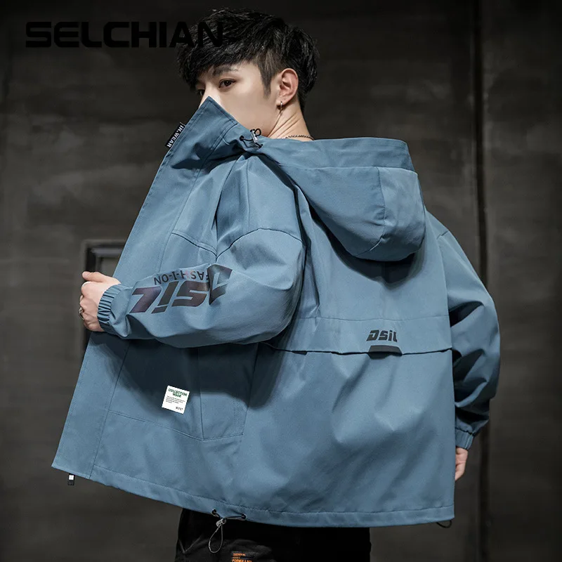 

2021 New Autumn Winter Jacket Men Hooded Streetwear Non-removable Hood Mens Windbreaker Jackets Fashion Outwear Male
