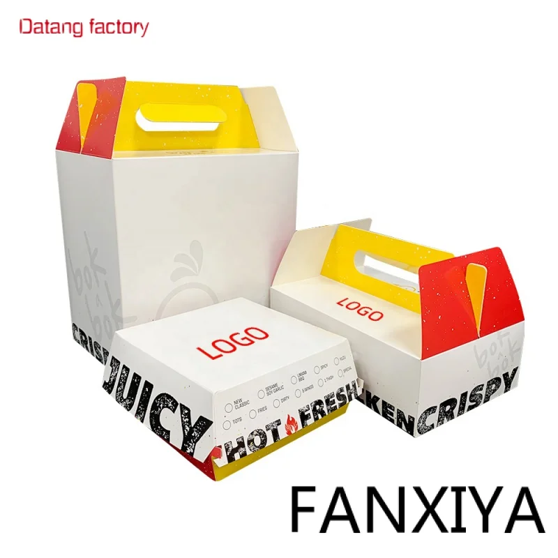 

White Biodegradable Craft Fries Hamburger Box Packaging Custom Print Packing Cardboard Paper Burger Box