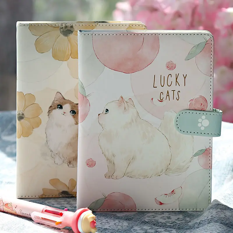 

2022 New Cute Hand Book Cat Magnetic Buckle Book Color Page Net Red Notebook High-value Hand Book Girl Heart Notepad