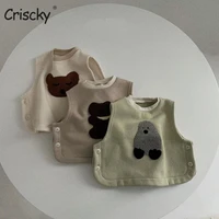 criscky korean winter newborn baby cotton bear button vest warm sleeveless coats infants clothes toddlers kids waistcoats
