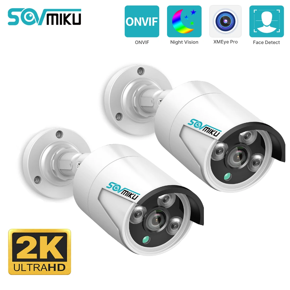 

SOVMIKU 3MP POE IP Camera Outdoor Security Audio Recording 2K Video CCTV Surveillance Bullet Cameras iCsee Onvif for POE NVR