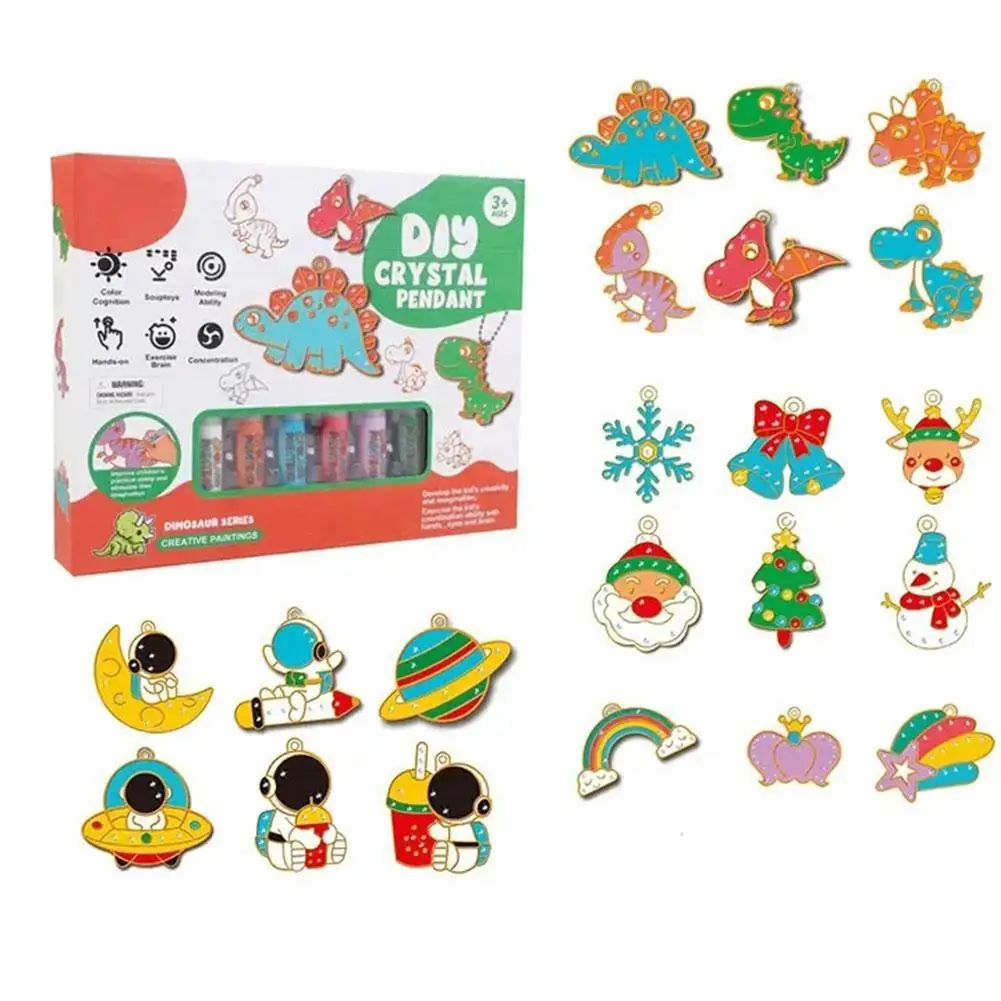 

Children Arts And Crafts Toy Set Crystal Pendant Kit - DIY Window Paint Art Paint Kit Watercolor Paints Educational Toys
