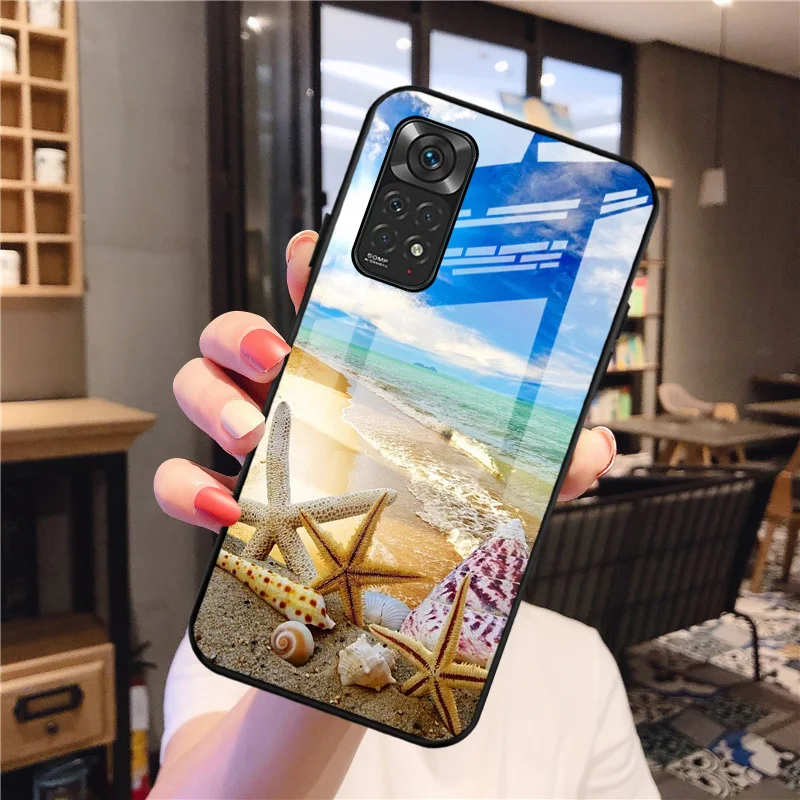 Чехол Poco X3 Pro чехол PocoX3 для Xiaomi Redmi Note 9 10 8 11 11S 10s s S из закаленного стекла с рисунком