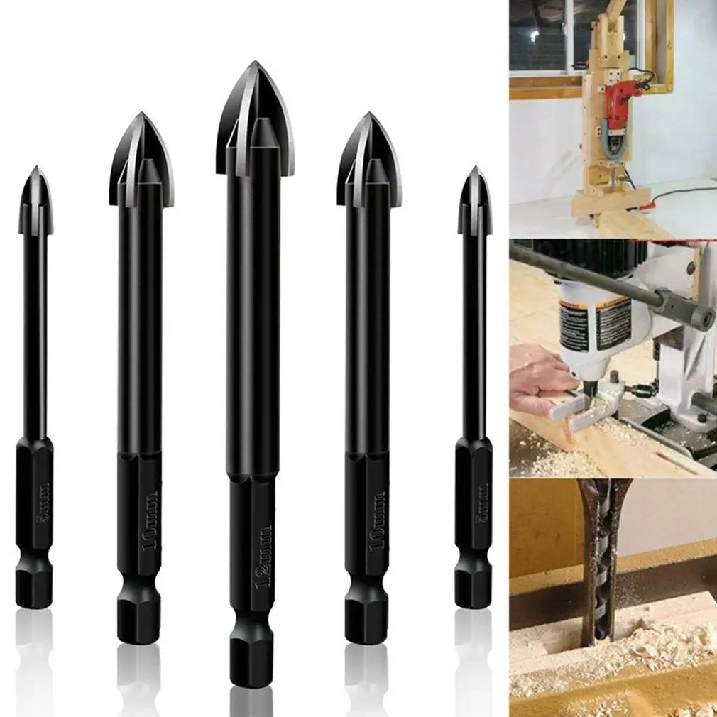 

Multifunctional Cross Triangle Drill Bit 5PCS Universal Drilling Tool CNC Polished Ceramic Tile Wood Board Thin Iron Plates